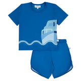SCALLOPED SWIM TOP & BOTTOM SHORTS SET
