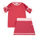 SCALLOPED SWIM T-SHIRT & SKIRT SET