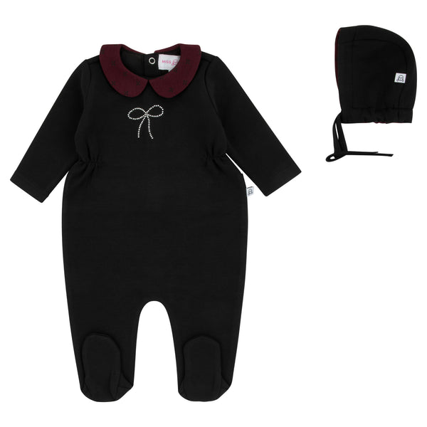 RHINESTONE BOW SHABBOS ROMPER - GIRL