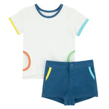 COLOR-EDGE TODDLER T-SHIRT & PANTS SET - WHITE