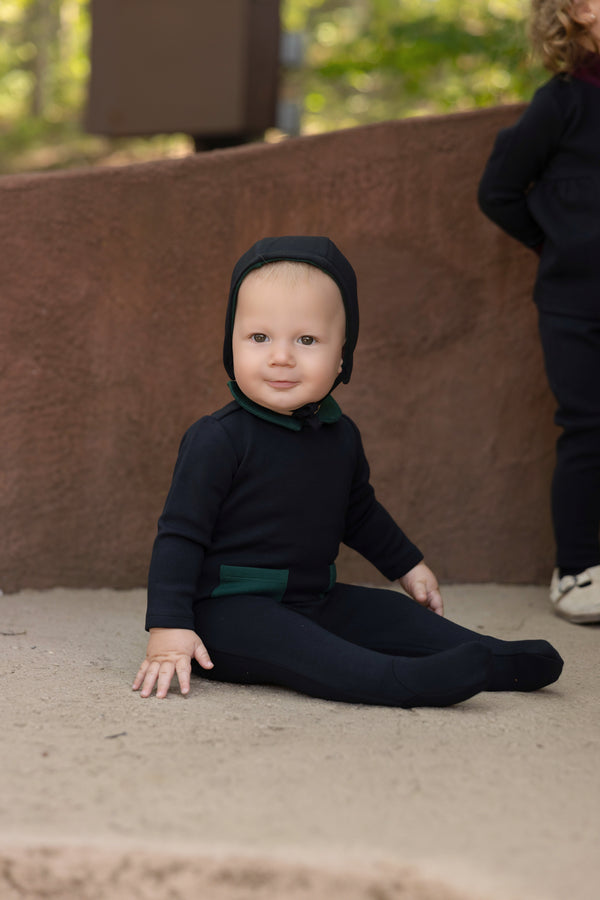 RHINESTONE BOW SHABBOS ROMPER - BOY