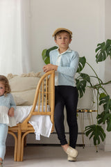 POINTELLE KNIT SHABBOS SHIRT - BOY