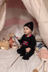 BRANDED BALLOON ROMPER - GIRL + BEANIE