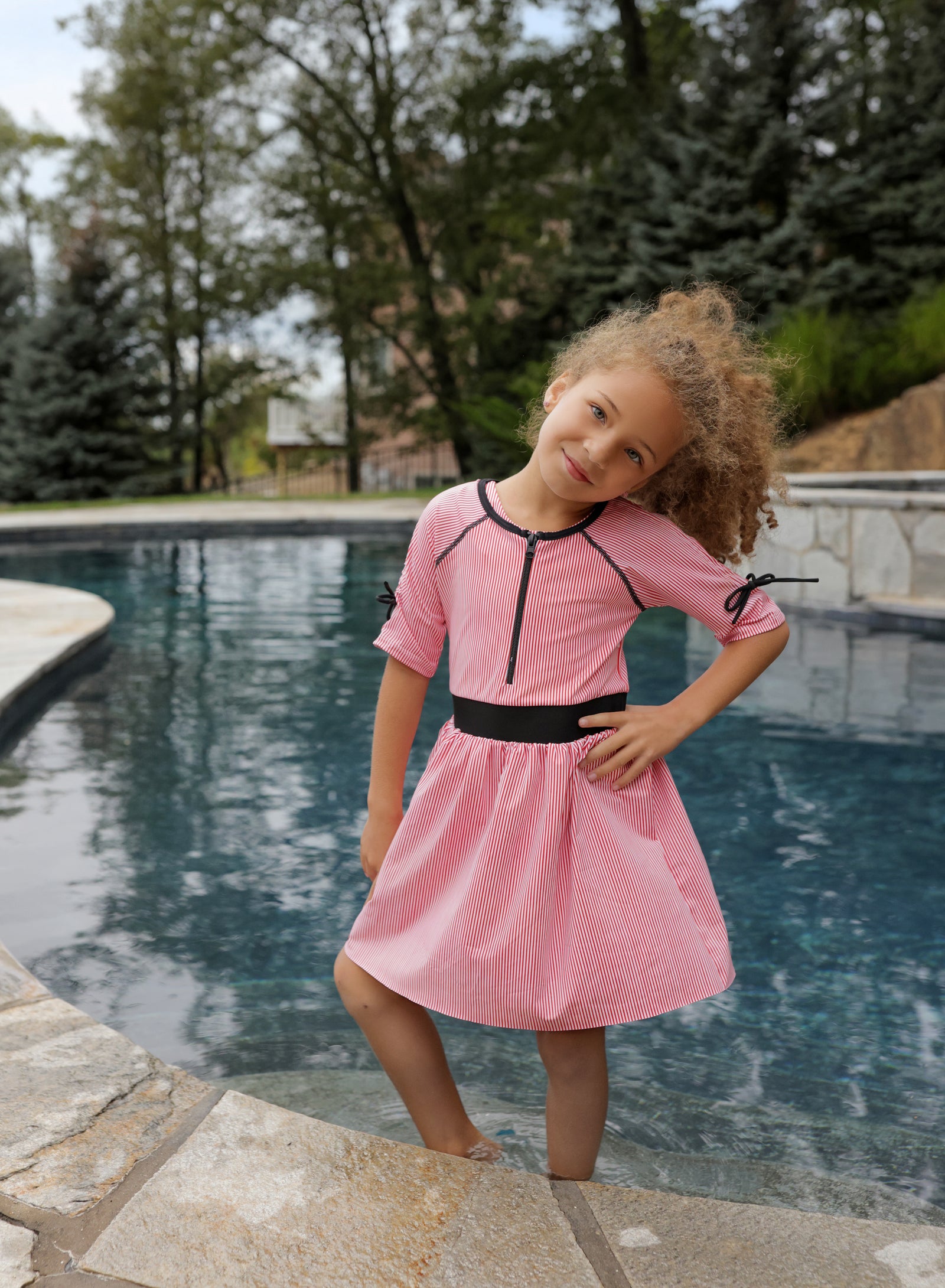 little miss s in a mini dress PINSTRIPE SWIM DRESS (WITH SNAPS) – Miss Mini