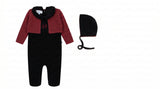 EMBROIDERED DUO SHABBOS ROMPER - BOY + BONNET