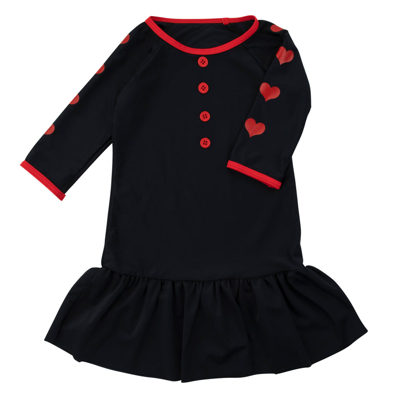 Red Heart Button Beach Dress